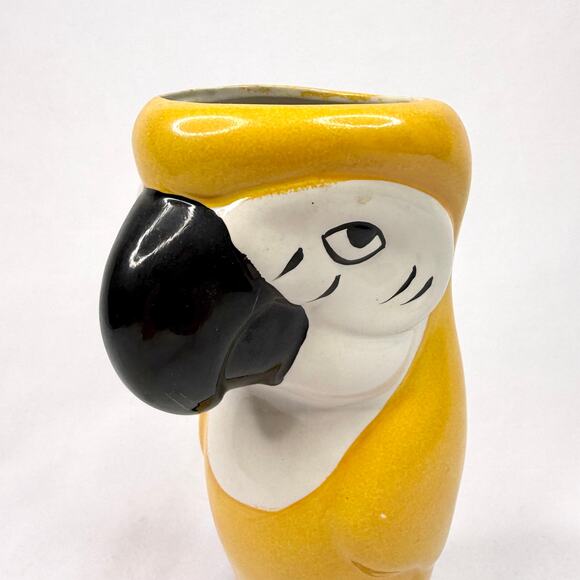 Vintage Yellow Parrot Painted Ceramic Figural Vase - Picture 2 of 6